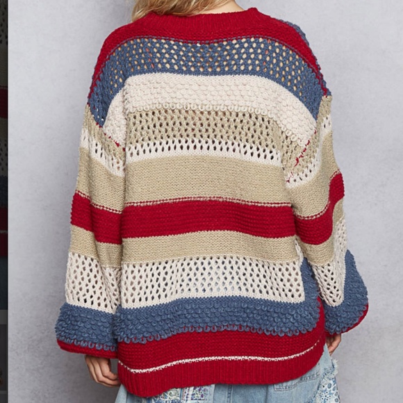 💕POL “ SHAY “ POL V-Neck Stripe Sweater 22 - Picture 3 of 6